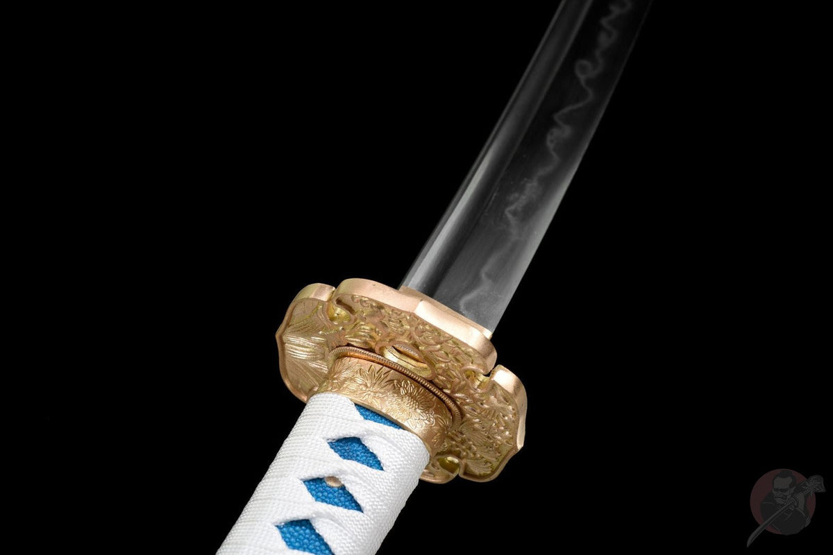 Katana Kurao 淤加 – T10 Steel with Bo-hi, Blue Dragon Saya – view 10