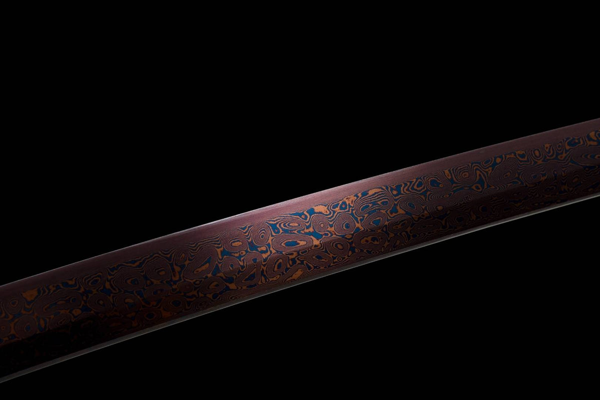 Owari Katana 尾張国 – Purple Damascus Steel, Copper Tsuba – view 12