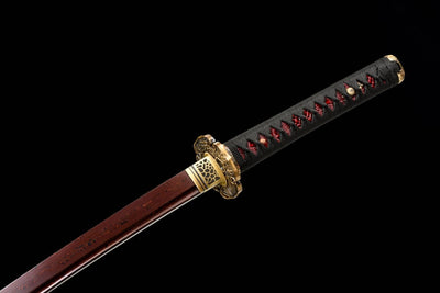 Eien Katana 永遠 – Red Damascus Steel with Bo-hi, Copper Tsuba – view 12