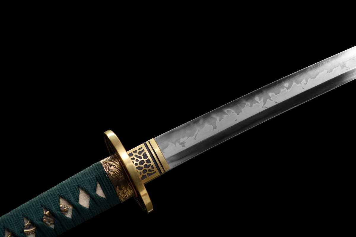 Orochi 大蛇 Katana – T10 Steel, Flame Hamon, Ebony Saya – view 13