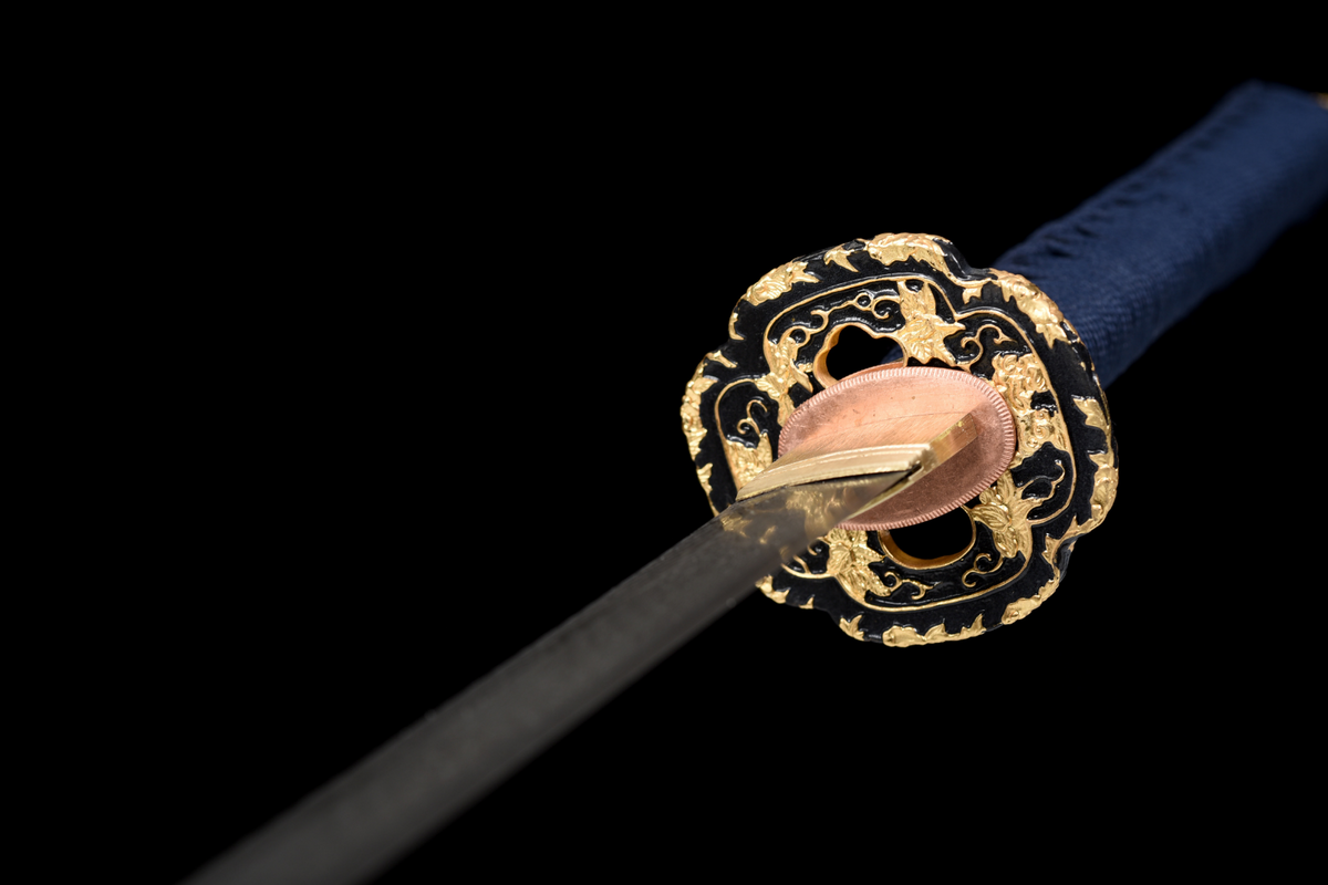Hinode 日の出 Katana, Damascus Steel, Red Saya – view 9