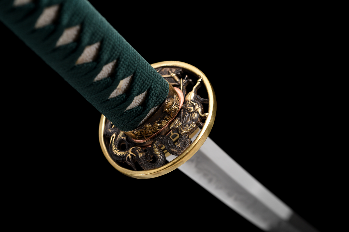 Orochi 大蛇 Katana – T10 Steel, Flame Hamon, Ebony Saya – view 12