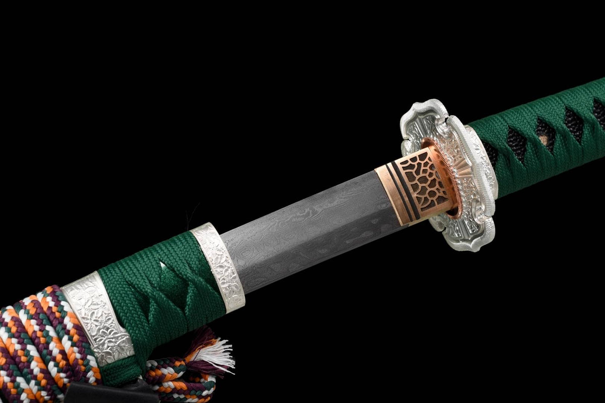 Oda Katana 織田 – T10 Steel, Green Saya with Oda Clan Crest – view 16