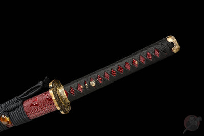 Eien Katana 永遠 – Red Damascus Steel with Bo-hi, Copper Tsuba – view 17
