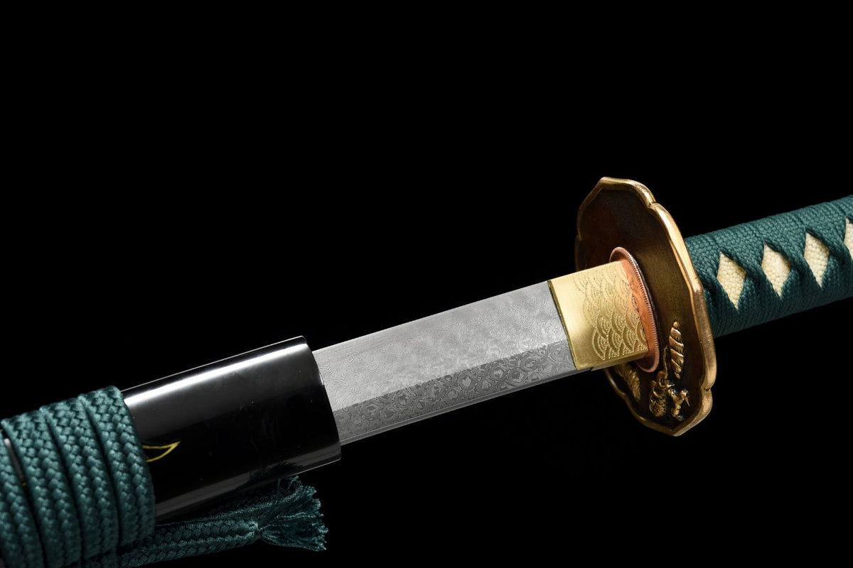 Ozayaka 鮮やか Katana – Damascus Steel, Dragon Saya – view 16