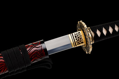 Akaryū 赤龍 Katana – T10 Steel, Red Dragon Saya, Full Tang – view 17