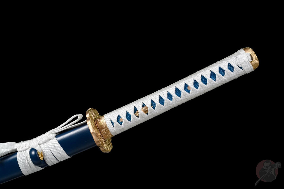 Katana Kurao 淤加 – T10 Steel with Bo-hi, Blue Dragon Saya – view 17