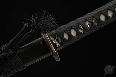 Tonbo Katana トンボ – Damascus Steel, Ebony Saya – view 12