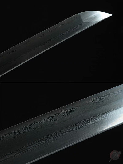 Katana Igen 威厳 – Hand-forged Damascus, Copper and Brass Saya – view 12