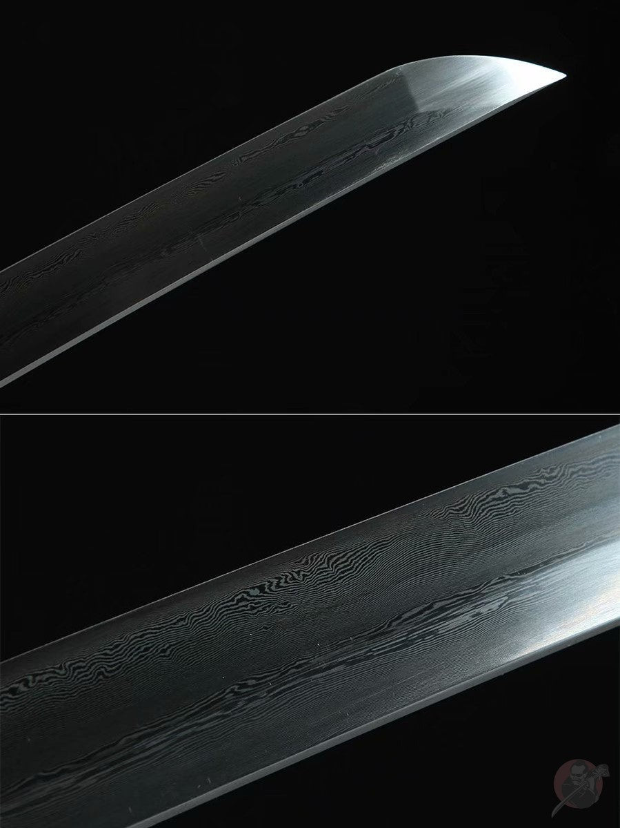 Katana Igen 威厳 – Hand-forged Damascus, Copper and Brass Saya – view 12