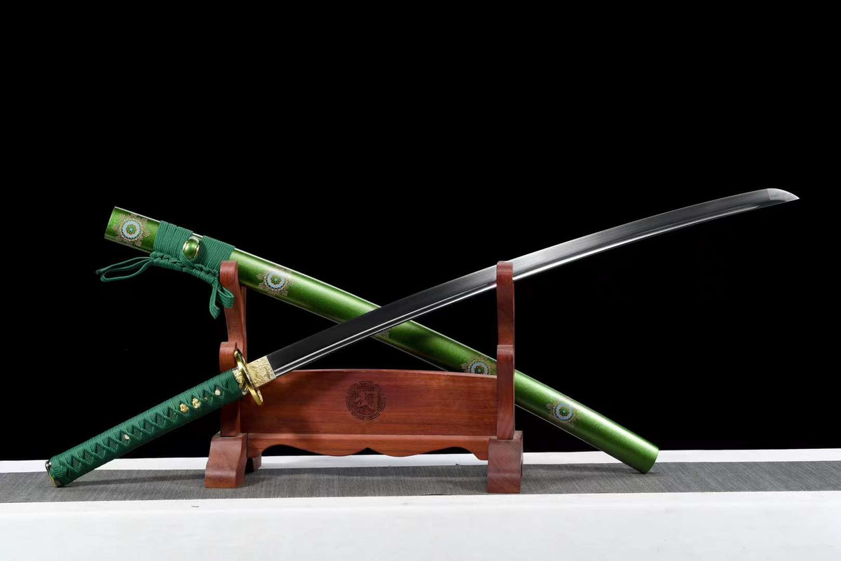 Suigyoku 翠玉 Katana – Spring Steel, Green Saya – view 3