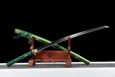 Suigyoku 翠玉 Katana – Spring Steel, Green Saya – view 3