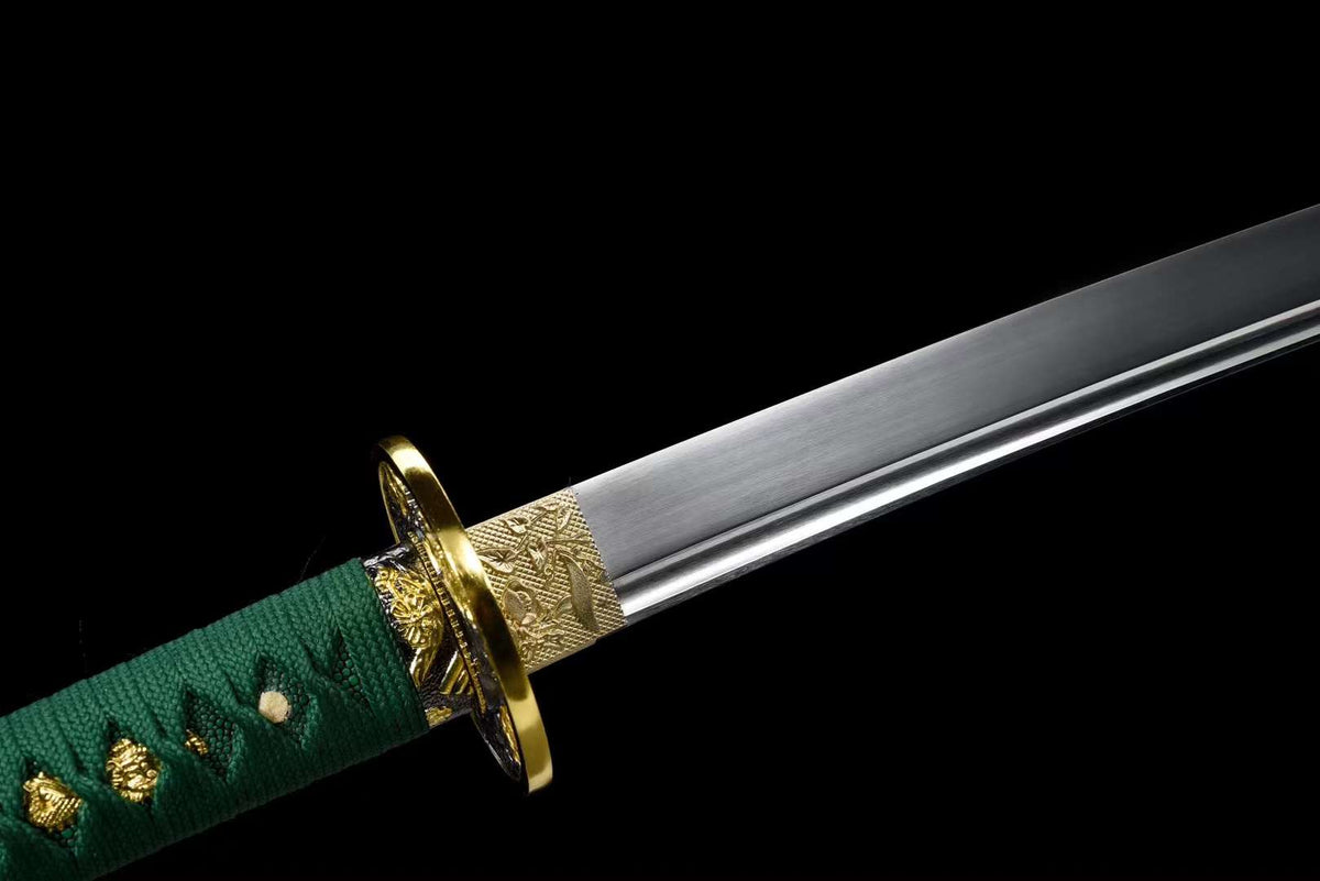 Suigyoku 翠玉 Katana – Spring Steel, Green Saya – view 4