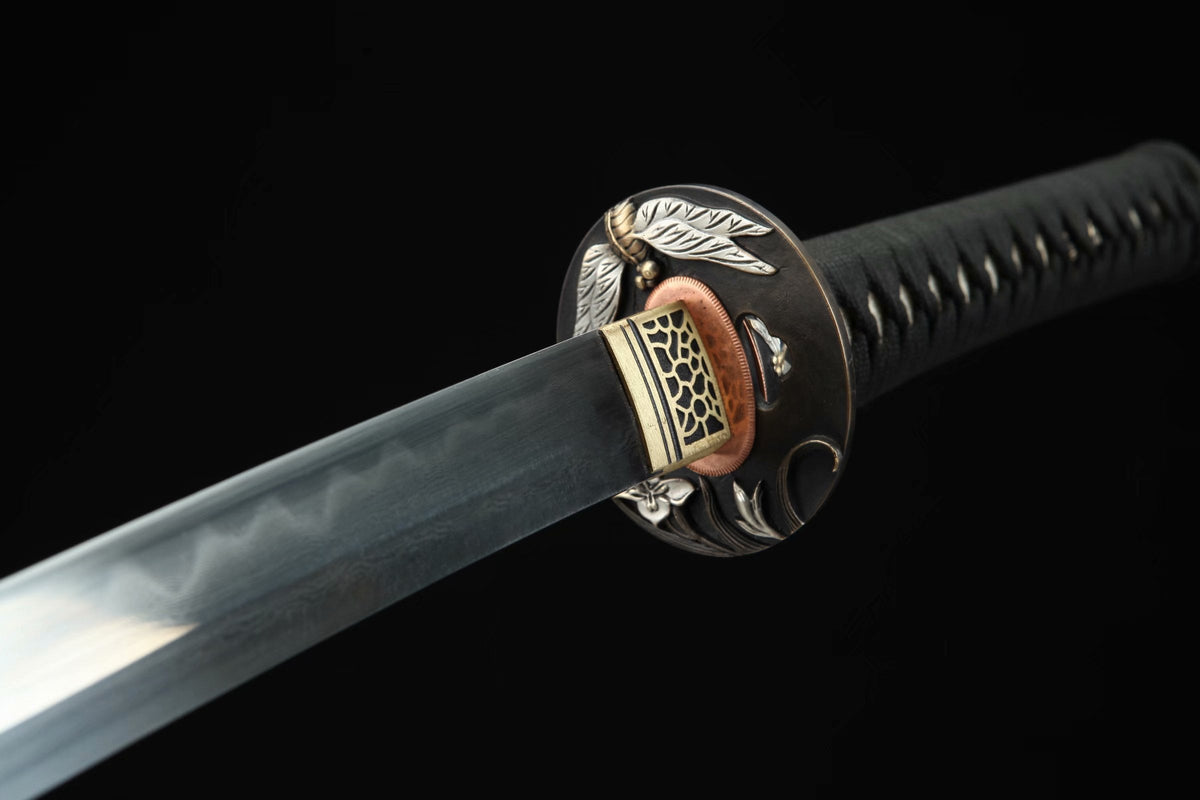 Tonbo Katana トンボ – Damascus Steel, Ebony Saya – view 9