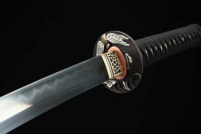 Tonbo Katana トンボ – Damascus Steel, Ebony Saya – view 9