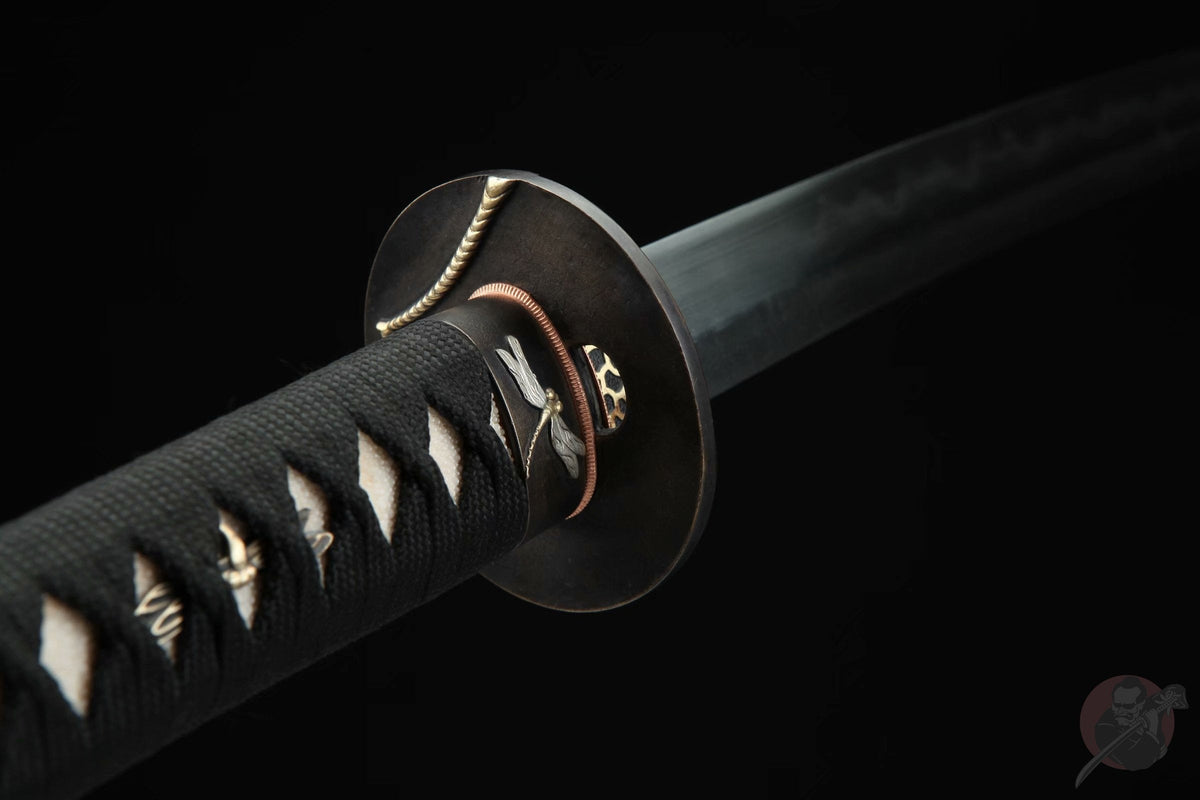 Tonbo Katana トンボ – Damascus Steel, Ebony Saya – view 7
