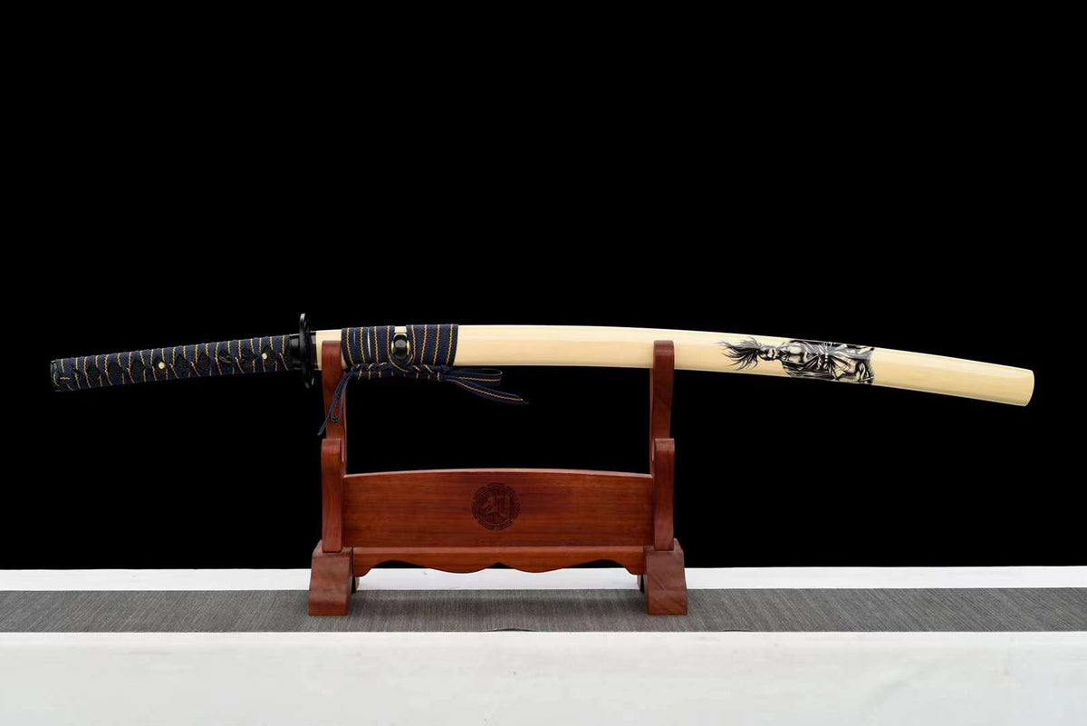 Katana Musashi 武蔵 – Damascus Steel with Bo-hi – view 1