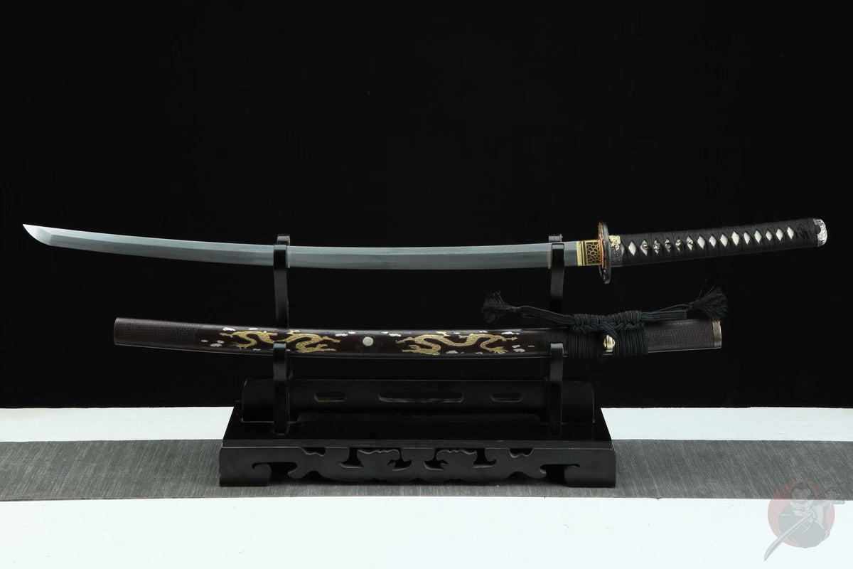 Katana Igen 威厳 – Hand-forged Damascus, Copper and Brass Saya – view 2