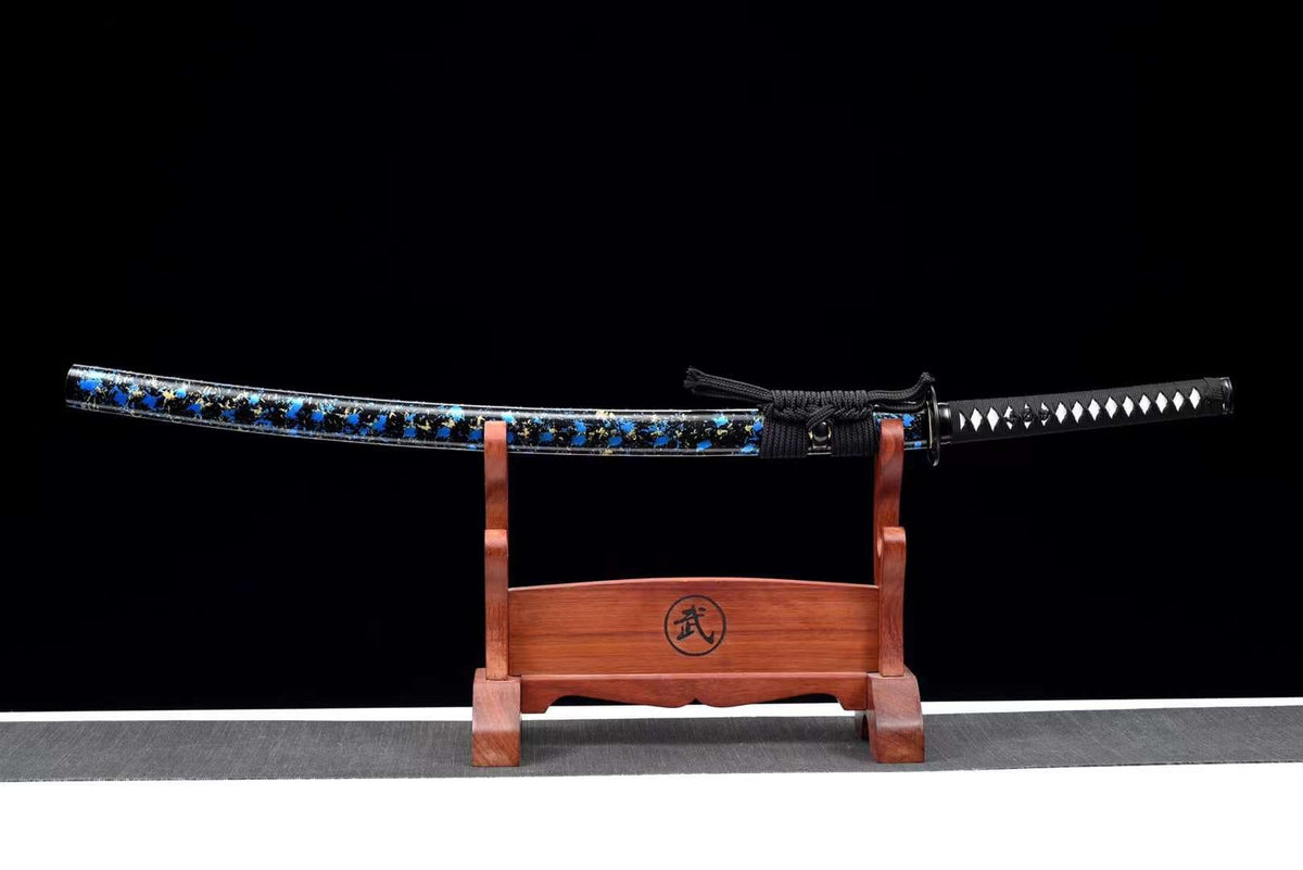 Rei Katana 霊 – Blue Manganese Steel Blade, Ebony Saya – view 5