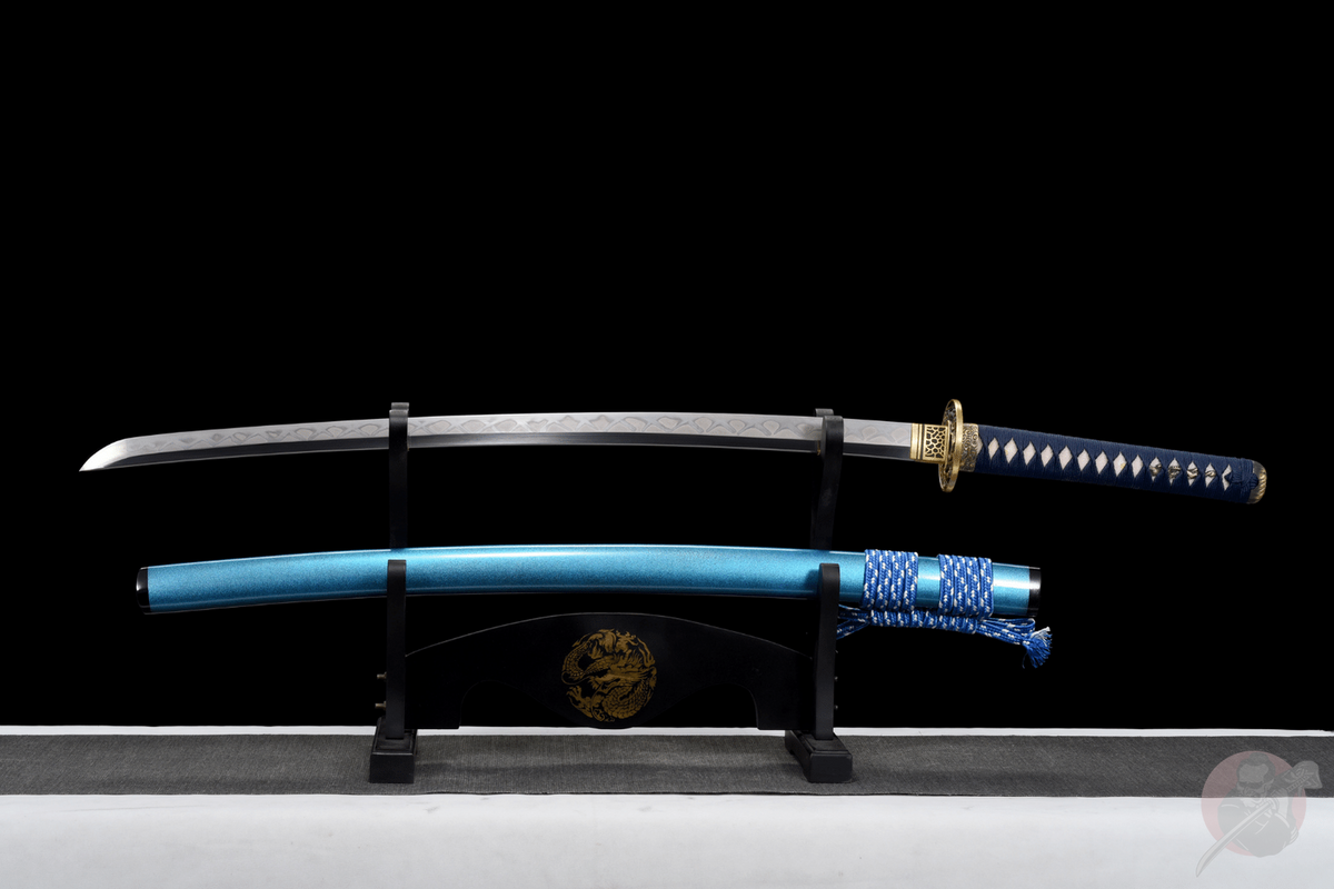 Yonaguni 与那国 Katana — T10 Steel, Light Blue Saya – view 2