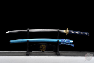 Yonaguni 与那国 Katana — T10 Steel, Light Blue Saya – view 2