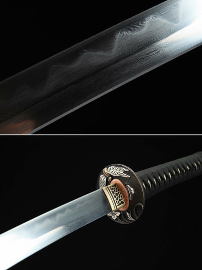 Tonbo Katana トンボ – Damascus Steel, Ebony Saya – view 6