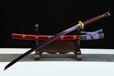 Suhama Giri 家紋 Katana – 1095 Steel, Purple Blade – view 1