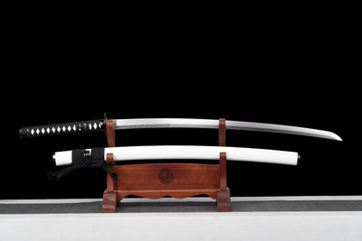 Seppaku 雪白 Katana — White Saya, Spring Steel – view 1