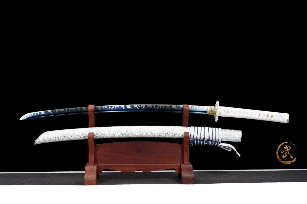 Koori Katana 氷 – Blue Manganese Steel Blade, Ebony Saya – view 2