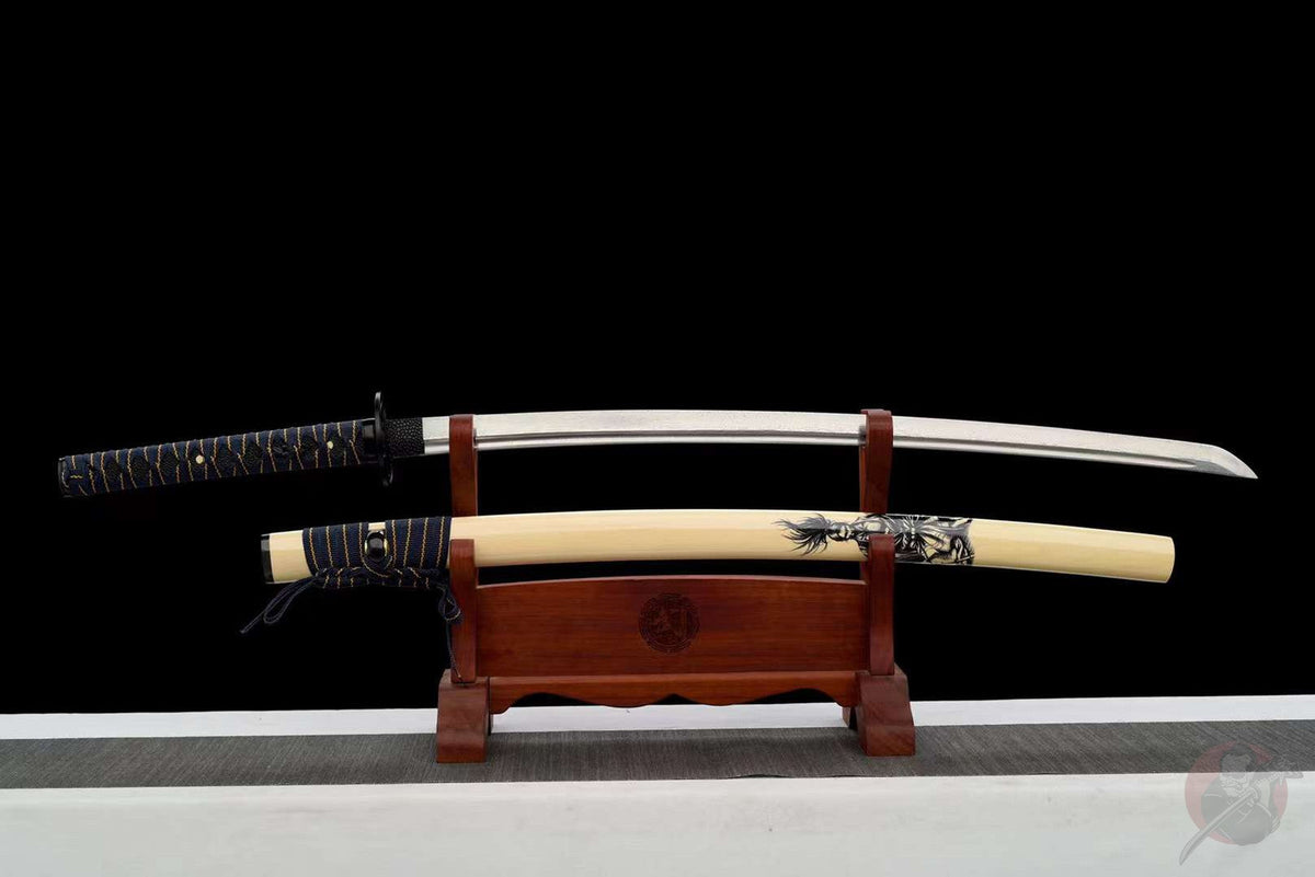 Katana Musashi 武蔵 – Damascus Steel with Bo-hi – view 2