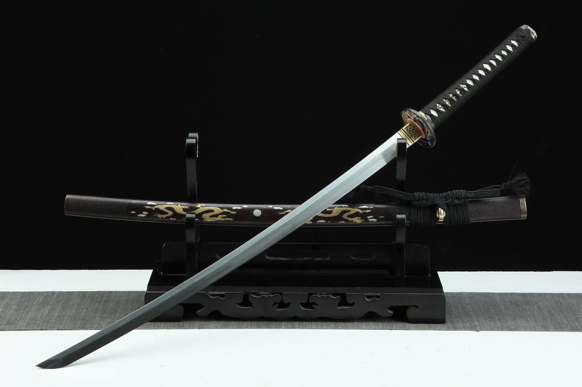 Katana Igen 威厳 – Hand-forged Damascus, Copper and Brass Saya – view 3