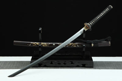 Katana Igen 威厳 – Hand-forged Damascus, Copper and Brass Saya – view 3