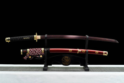 Owari Katana 尾張国 – Purple Damascus Steel, Copper Tsuba – view 1