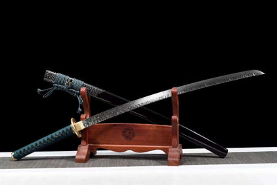 Tame 亀 Katana — Hand-Hammered T10 Blade, Green Saya – view 3
