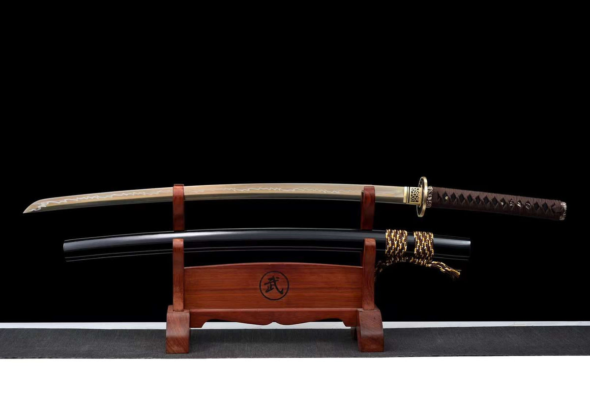 Nobunaga 信長 Katana – Gold Blade, Ebony Saya – view 1