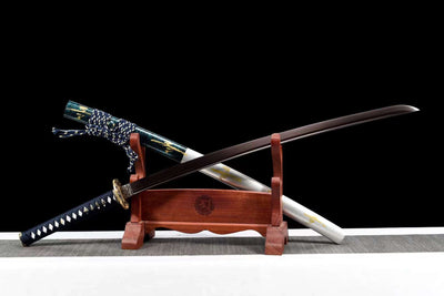 Arashi 嵐 Katana – Red Damascus Steel with Bo-hi – view 3
