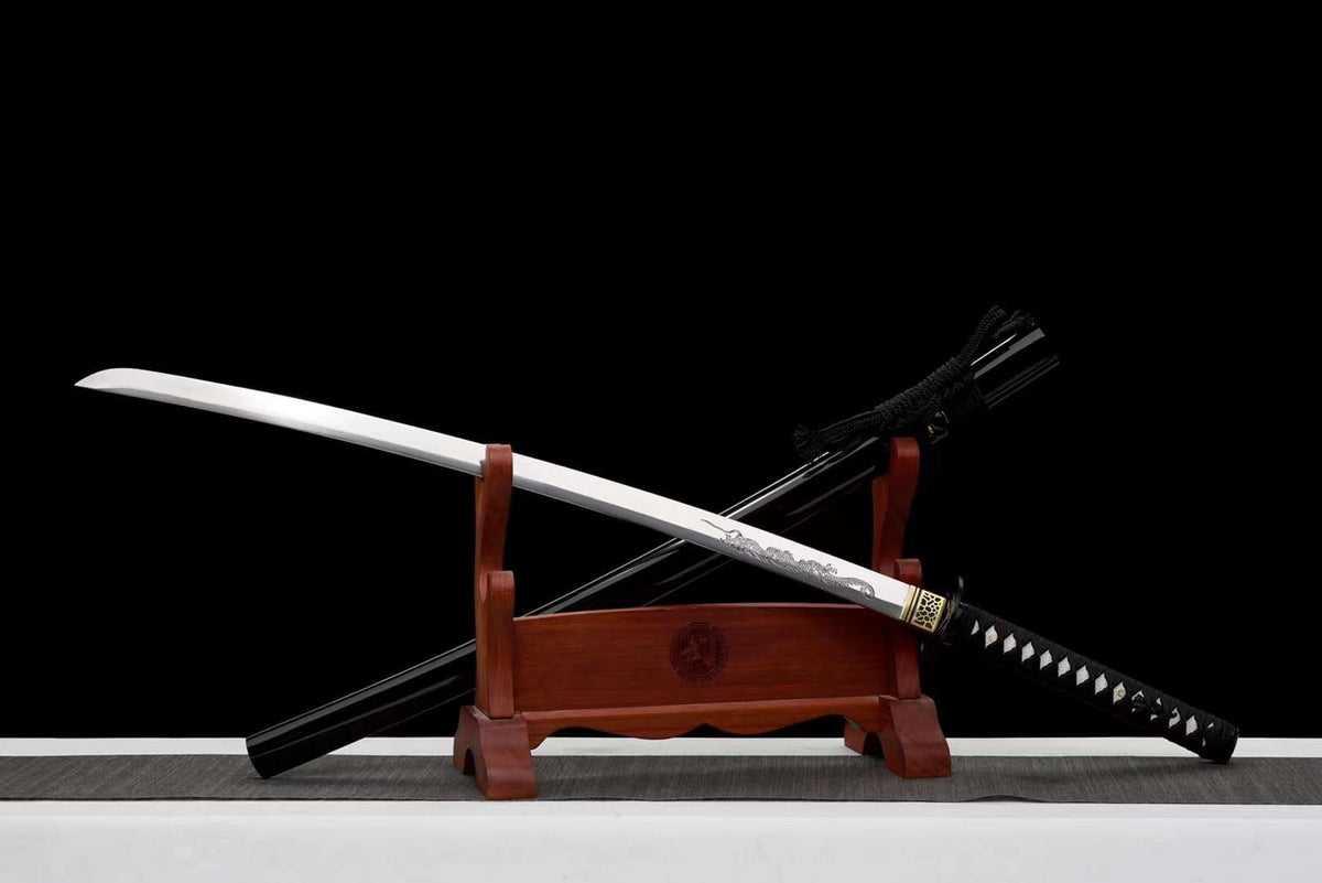 Koi 濃い Katana – Manganese Steel, Ebony Saya, Iron Tsuba – view 4