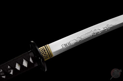 Koi 濃い Katana – Manganese Steel, Ebony Saya, Iron Tsuba – view 7