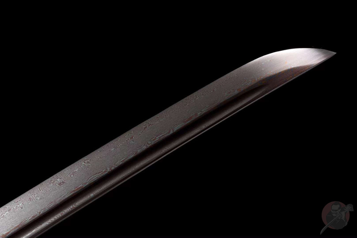 Arashi 嵐 Katana – Red Damascus Steel with Bo-hi – view 5