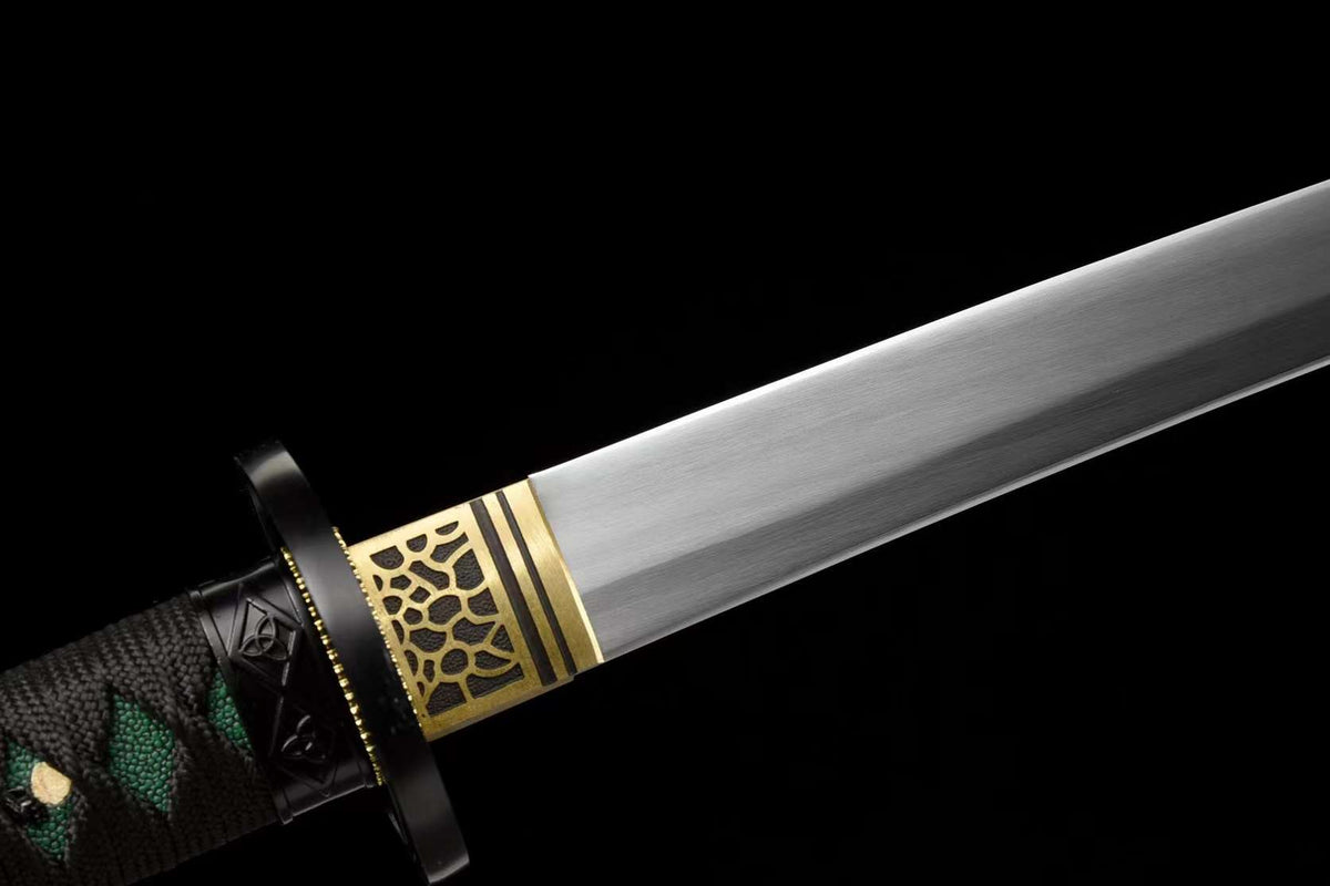 Kakki 活気 Katana – Manganese Steel, Black and Green Saya – view 6