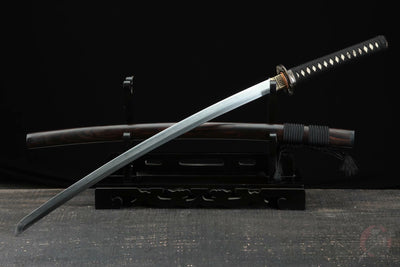 Tonbo Katana トンボ – Damascus Steel, Ebony Saya – view 3
