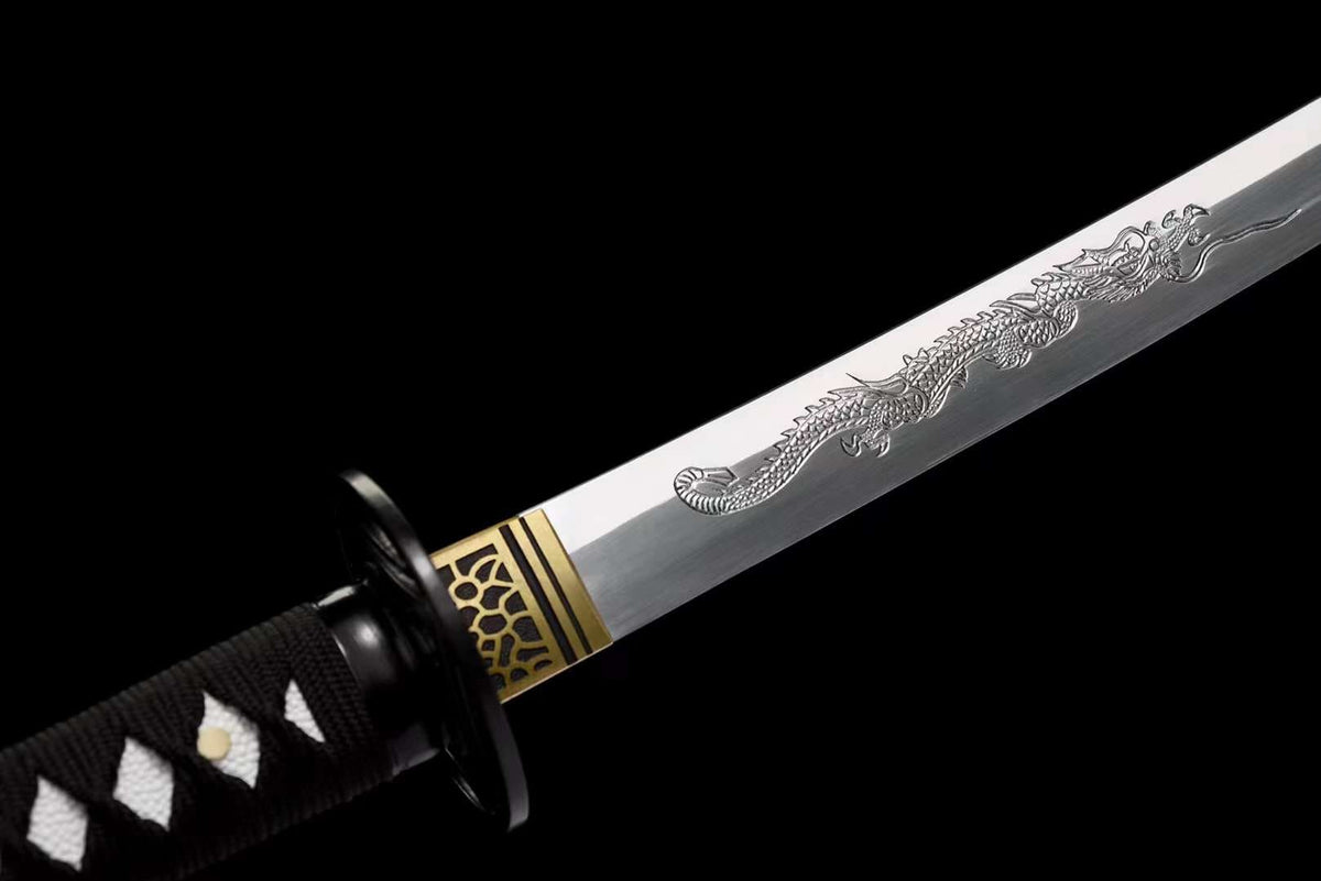 Koi 濃い Katana – Manganese Steel, Ebony Saya, Iron Tsuba – view 6
