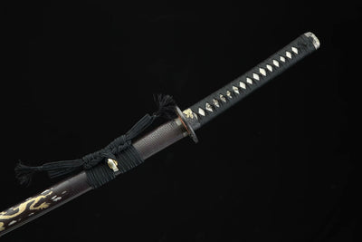 Katana Igen 威厳 – Hand-forged Damascus, Copper and Brass Saya – view 7