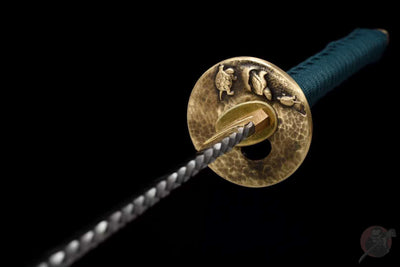 Tame 亀 Katana — Hand-Hammered T10 Blade, Green Saya – view 5