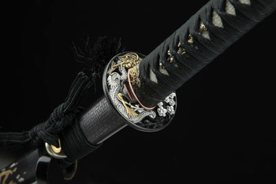 Katana Igen 威厳 – Hand-forged Damascus, Copper and Brass Saya – view 8