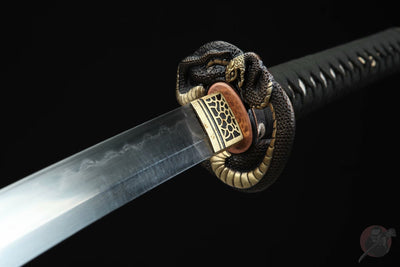 Hebi ヘビ Katana, Damascus Steel with Hamon – view 7
