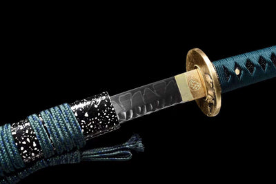 Tame 亀 Katana — Hand-Hammered T10 Blade, Green Saya – view 7