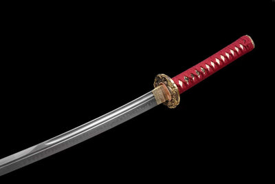 Kaji 火事 Katana – T10 Steel, Dragon Tsuba, Red Saya – view 7