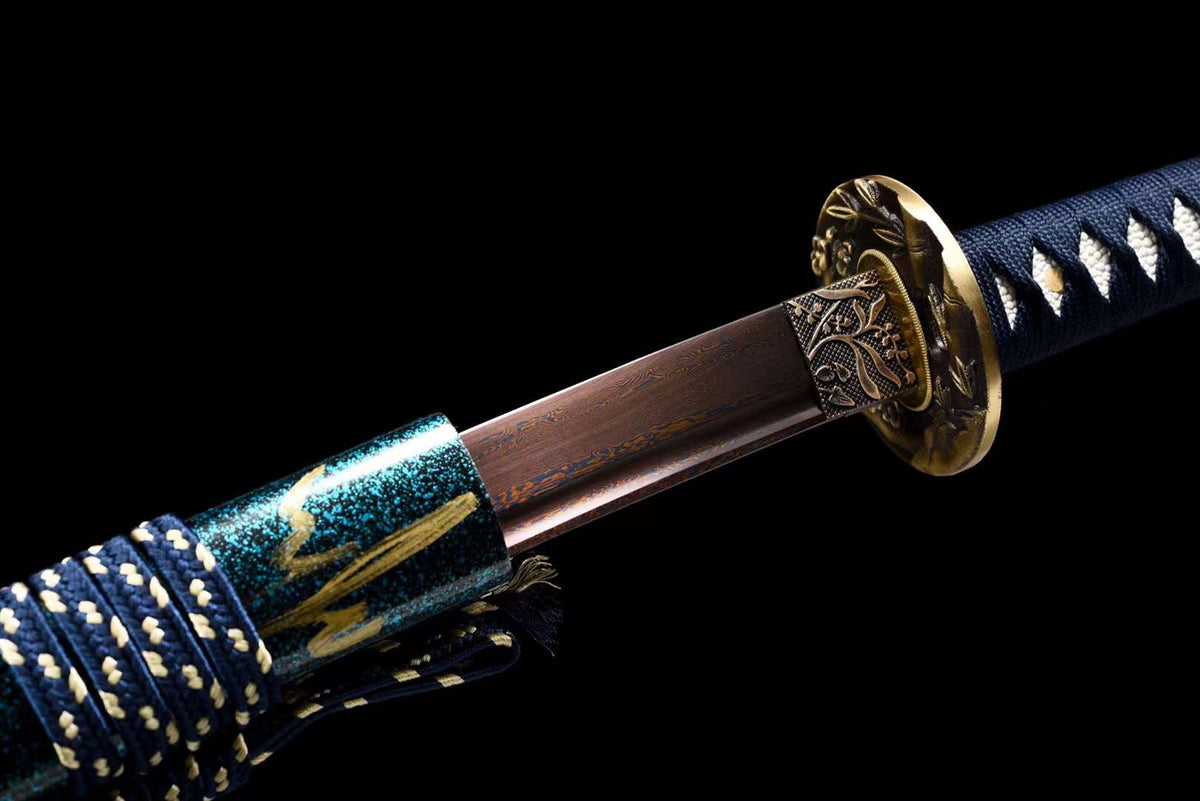 Arashi 嵐 Katana – Red Damascus Steel with Bo-hi – view 7