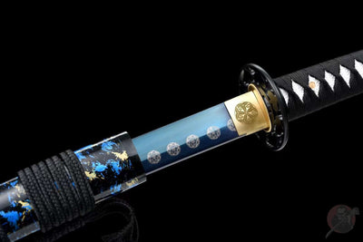 Rei Katana 霊 – Blue Manganese Steel Blade, Ebony Saya – view 6